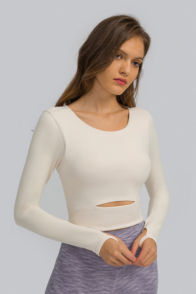 Women'S Yoga Slim Fit Long Sleeved Thumbhole