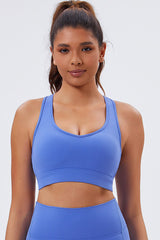Women Eco-Friendly Recycled Fabrics Cross Back Slimming With Padded Yoga Sports Bra