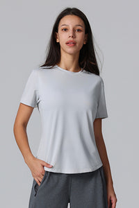 Solid Color Crewneck Breathable Sports T-Shirt