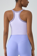 Long-sleeve, color-contrast sports bra