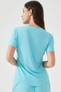 Women Lightweight Breathable Slim-Fit Quick-Dry Yoga Fitness Short-Sleeve Top