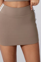 Women Color-Blocking High Rise Anti-Exposure Running Yoga Fitness Tennis Skirt
