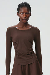 Women Plus-Size Smooth Quick-Dry Sun Protection Loose Fit Training Long Sleeve Top
