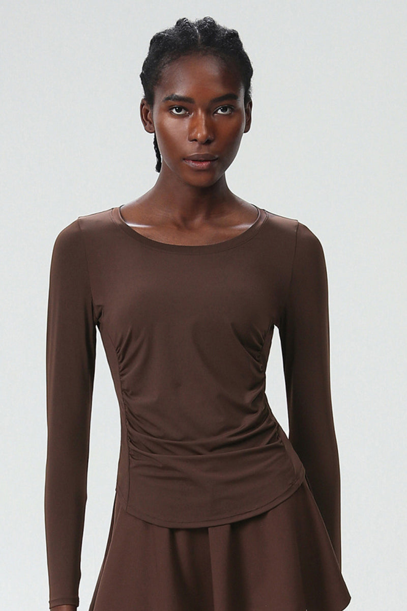 Women Plus-Size Smooth Quick-Dry Sun Protection Loose Fit Training Long Sleeve Top