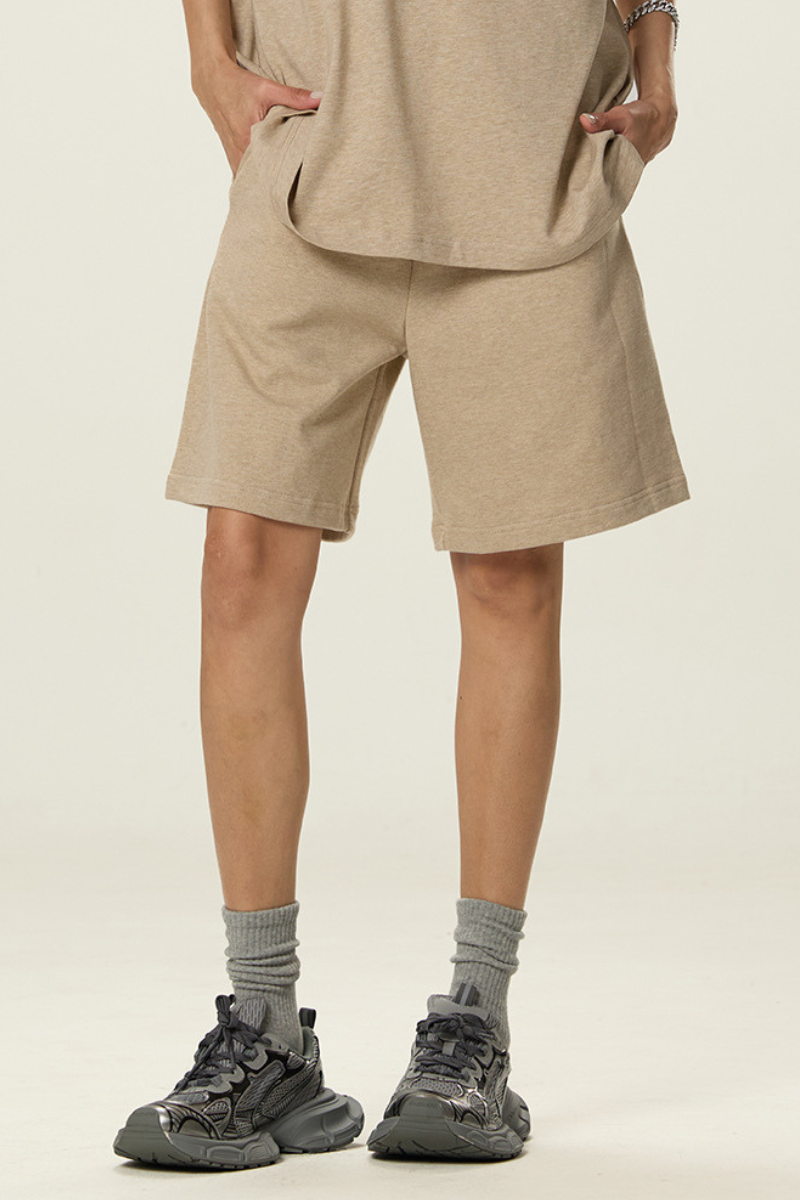 Unisex 380G Cotton Sweat Shorts - Solid Straight Drawstring Joggers