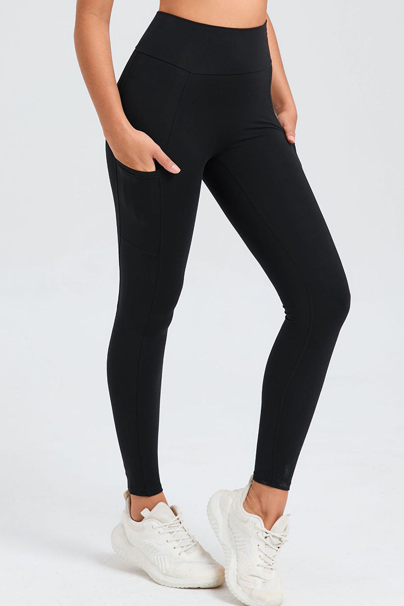 Women Pleated Skinny Hip V Waist Side Pockets No Embarrassment Line Fitness Exercise Yoga Pants