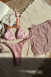 Women's Summer Mesh Half Skirt Bikini Set 3 Pieces