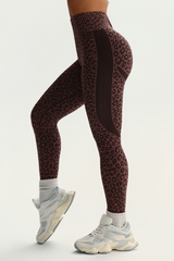 Women's Leopard Print Pleated Buttocks Lift Yoga Leggings