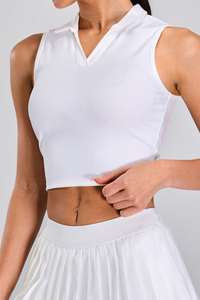 Women's Athletic V-neck Reverse-collared Fitness Tank Top