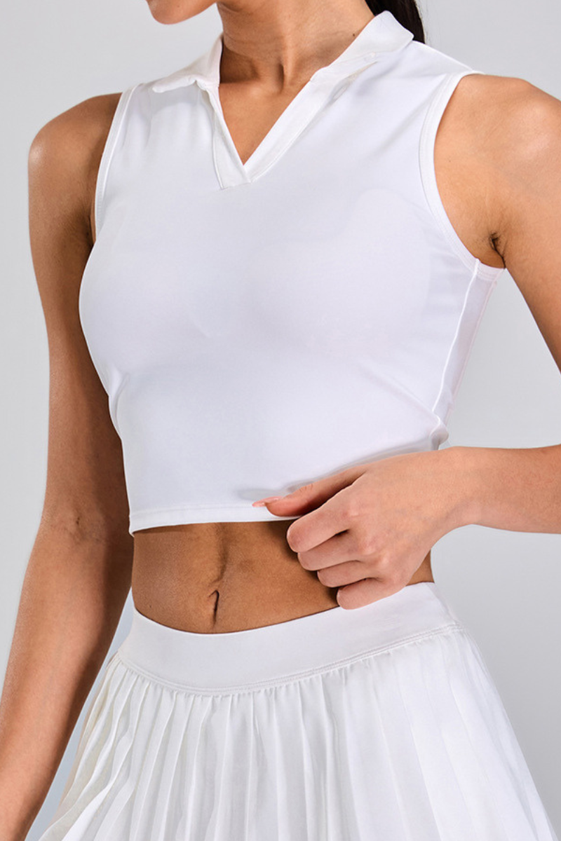 Women's Athletic V-neck Reverse-collared Fitness Tank Top