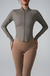 Women'S Zip Stripe Skinny Sports Long Sleeve Jacket