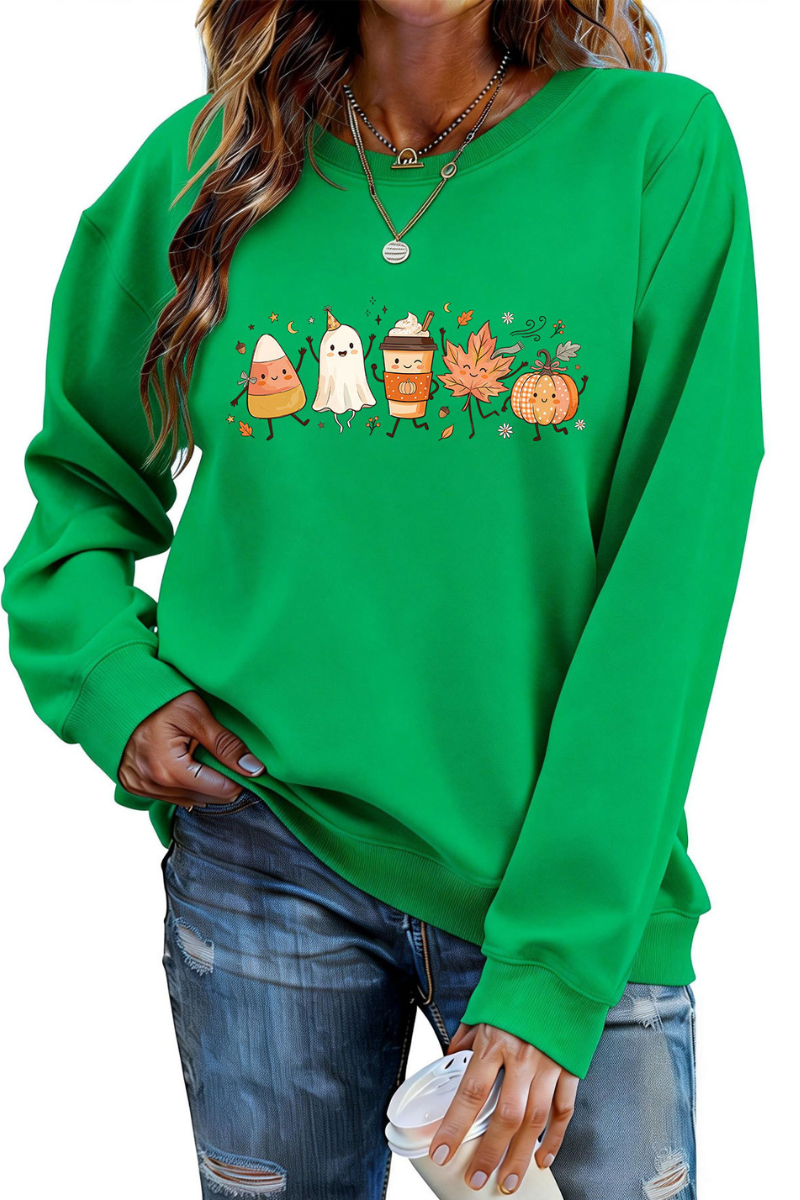 Women's Fall Halloween Graphic Soft Relaxed Sweatshirt