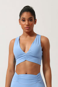 Women'S V-Neck Wide Shoulder Yoga Sports Bra