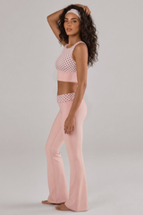 Women's Polka Dot Set:Tie-Back Cropped Tank Top & Flare Pant