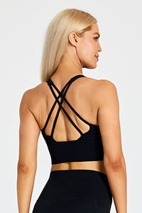 Detachable Chest Pad Cross-Back Sports Bra