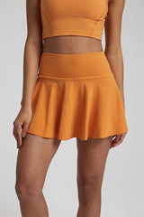 Solid Color High-Waisted Side Pocket Sports Skirt