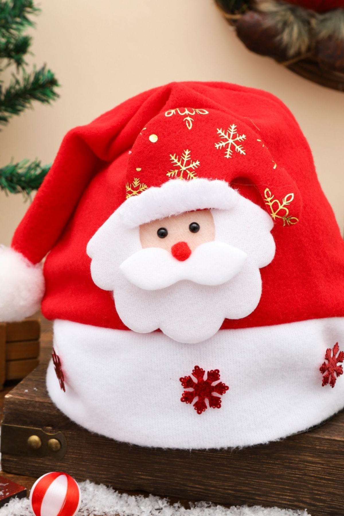 Unisex Cute Red Christmas Santa Hat Non Woven Santa Cap