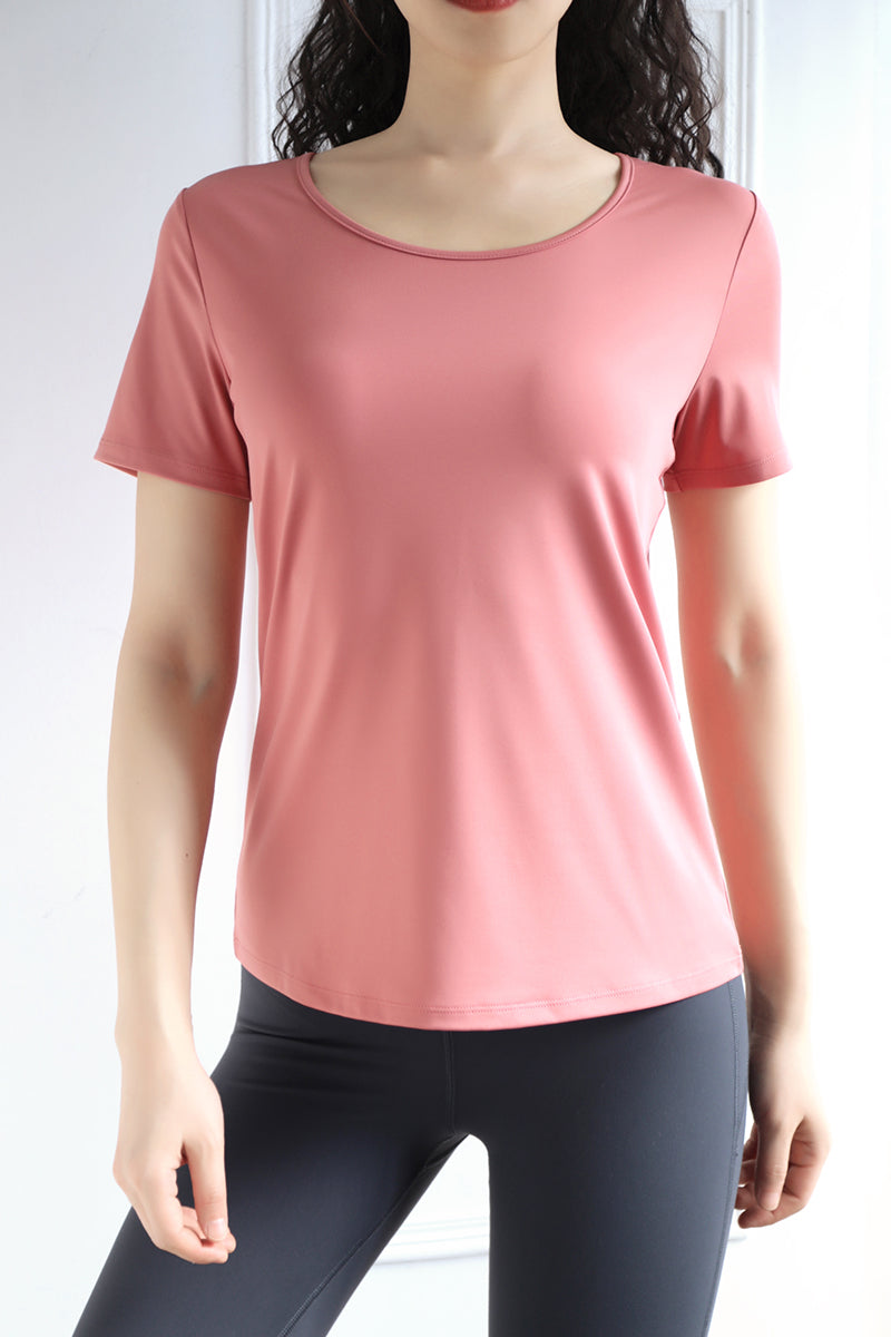 Loose Fit Quick Dry Yarn Patchwork Yoga Wear Top