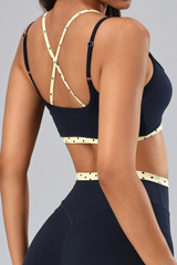 Women's Athletic Fake 2 Piece Polka Dot Yoga  Bra