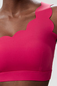 Women Single-Strap Tennis Sport Set: Wave-Hem Quick-Dry Lycroca Bra + Built-In Shorts Skort + Slim-Fit Zip-Training Jacket
