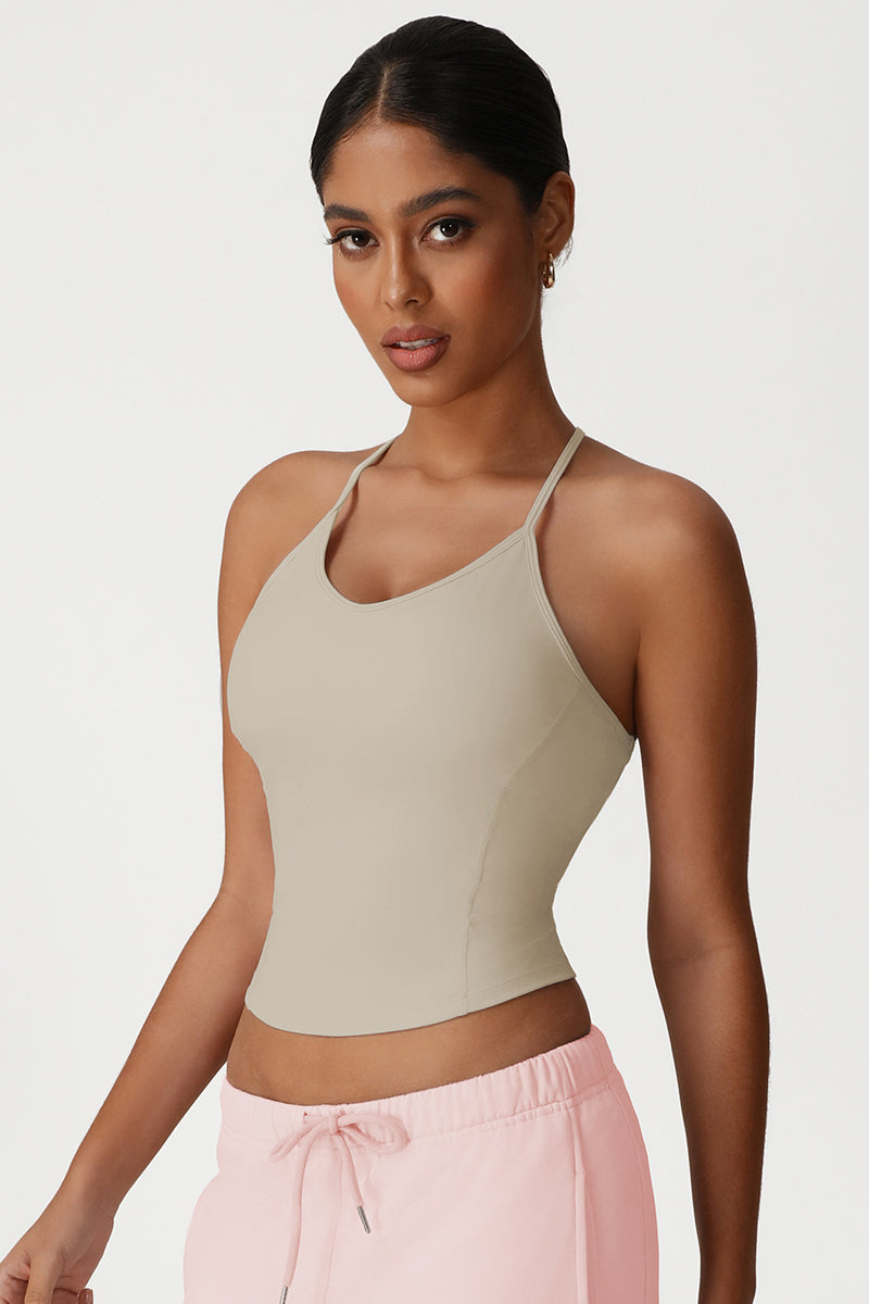 Women Slim Fit Cross Back Yoga Sports Vest High Elastic Workout Tank Top