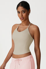 Women Slim Fit Cross Back Yoga Sports Vest High Elastic Workout Tank Top