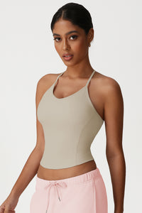 Women Slim Fit Cross Back Yoga Sports Vest High Elastic Workout Tank Top