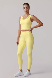 Women's Pilates Lace Trim Cropped Tank Top And Leggings Sets