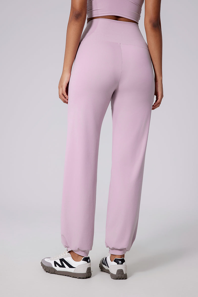 Women High-Waist Wide-Leg Butt-Lifting Cuffed Naked-Feel Yoga Running Workout Pants