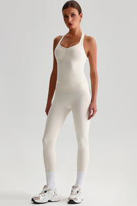 Women Brushed High Waisted Yoga Set: Tummy Control Tights + Halter Neck Support Bra