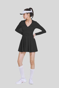 V-neck tennis sports skirt dance golf long sleeve dress