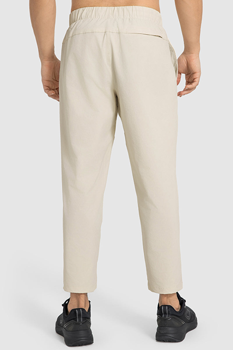Men Summer Loose Lightweight Quick-Dry Breathable Straight Leg Cropped Casual Workout Sport Pants