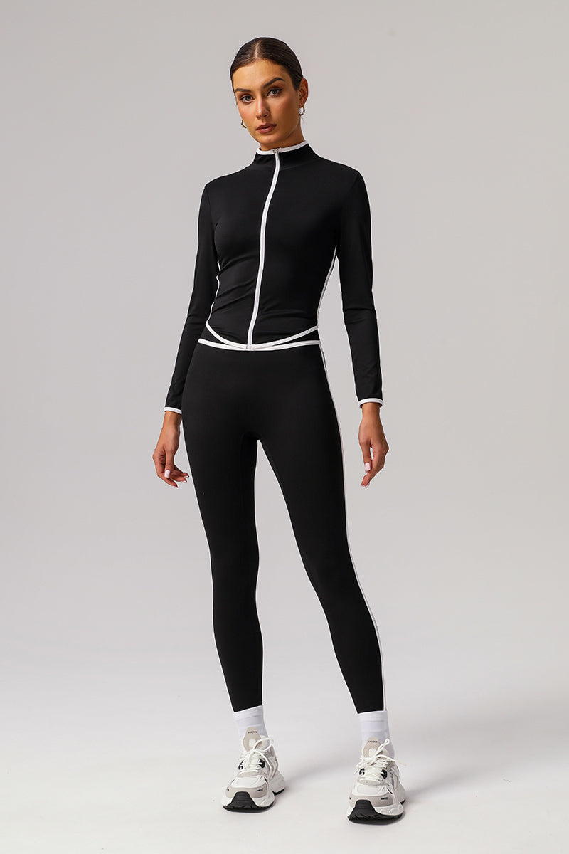 Women White Piping Sports Jacket