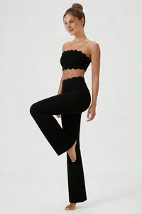 Women's 2-Piece Sets:Scalloped Edge Bra & Flare Leggings