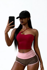 Women's One-Shoulder Padded Open Back Yoga TankTop