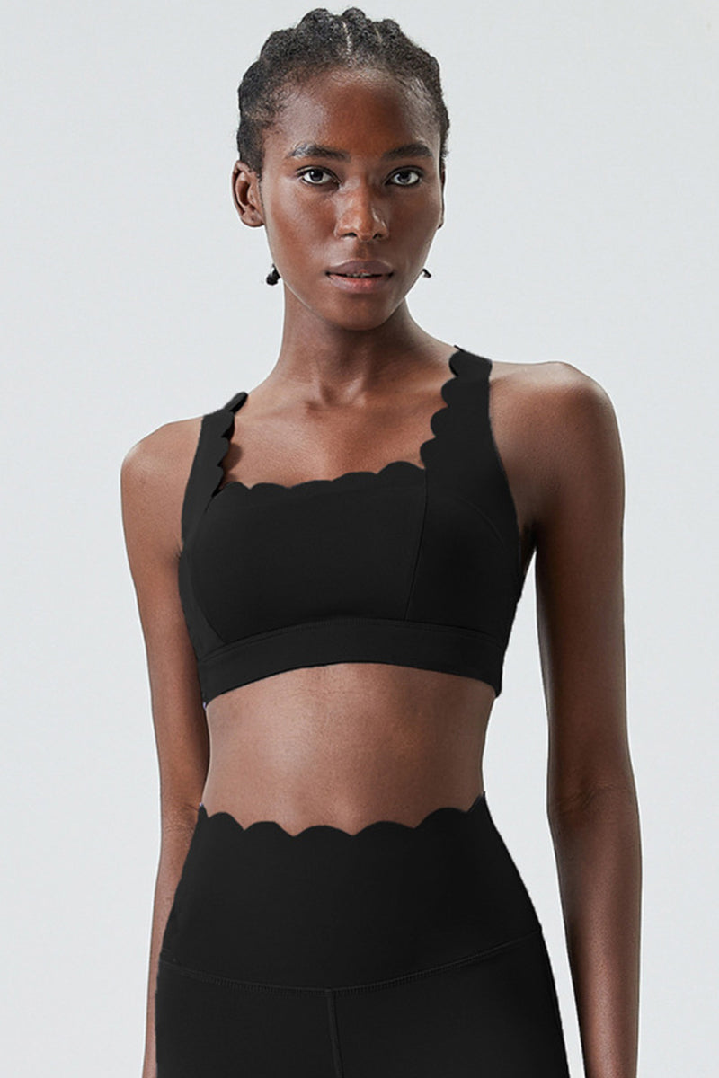 Women Wave-Edge Double-Strap High-Impact Quick-Dry Sports Bra