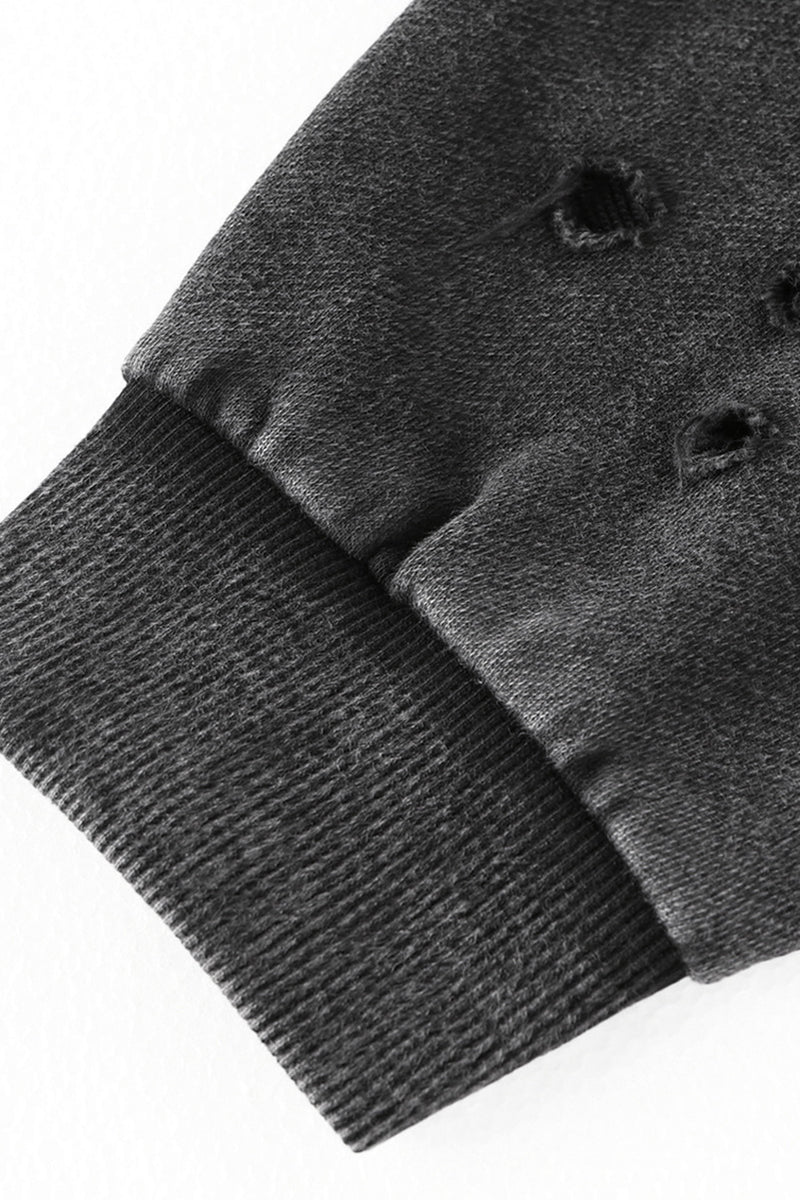 Men/Women Vintage Snow Wash Ripped Loose Hoodie