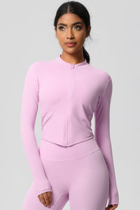 Women's round neck front zipper sports jacket
