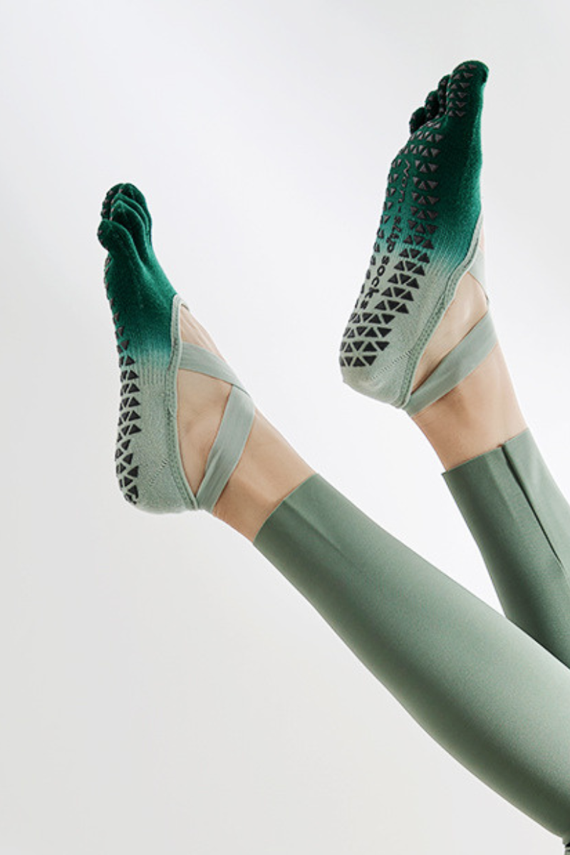 Women's Ombre Gradient Strappy Yoga Grip Five-Toe Socks