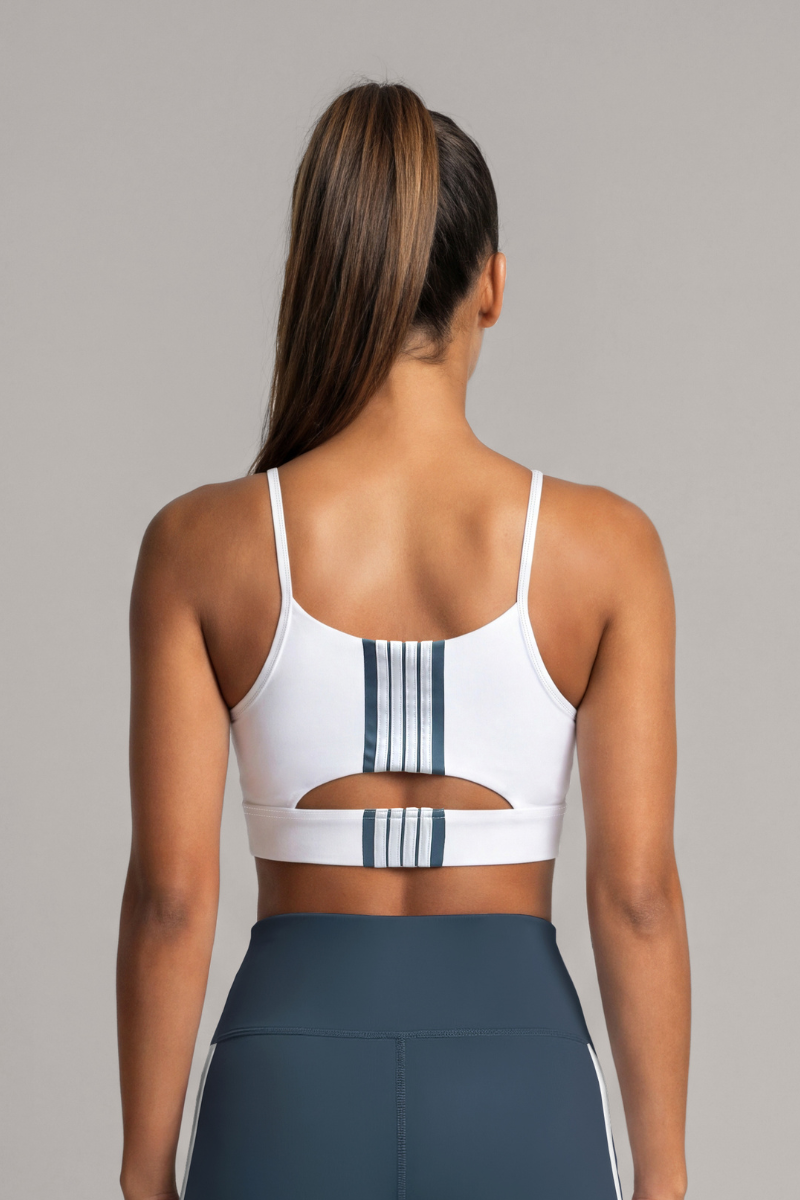 Women's Thin Strap Vertical Stripe Sports Bra (Pre-Order)