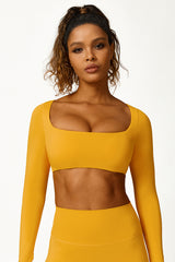 Women'S Square Neck Long Sleeve Cropped Top