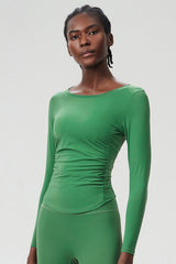 Women Plus-Size Smooth Quick-Dry Sun Protection Loose Fit Training Long Sleeve Top