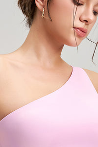 Women Single Shoulder Quick Dry Waist Shaping Yoga Set: Short Sleeve Bra + Shorts