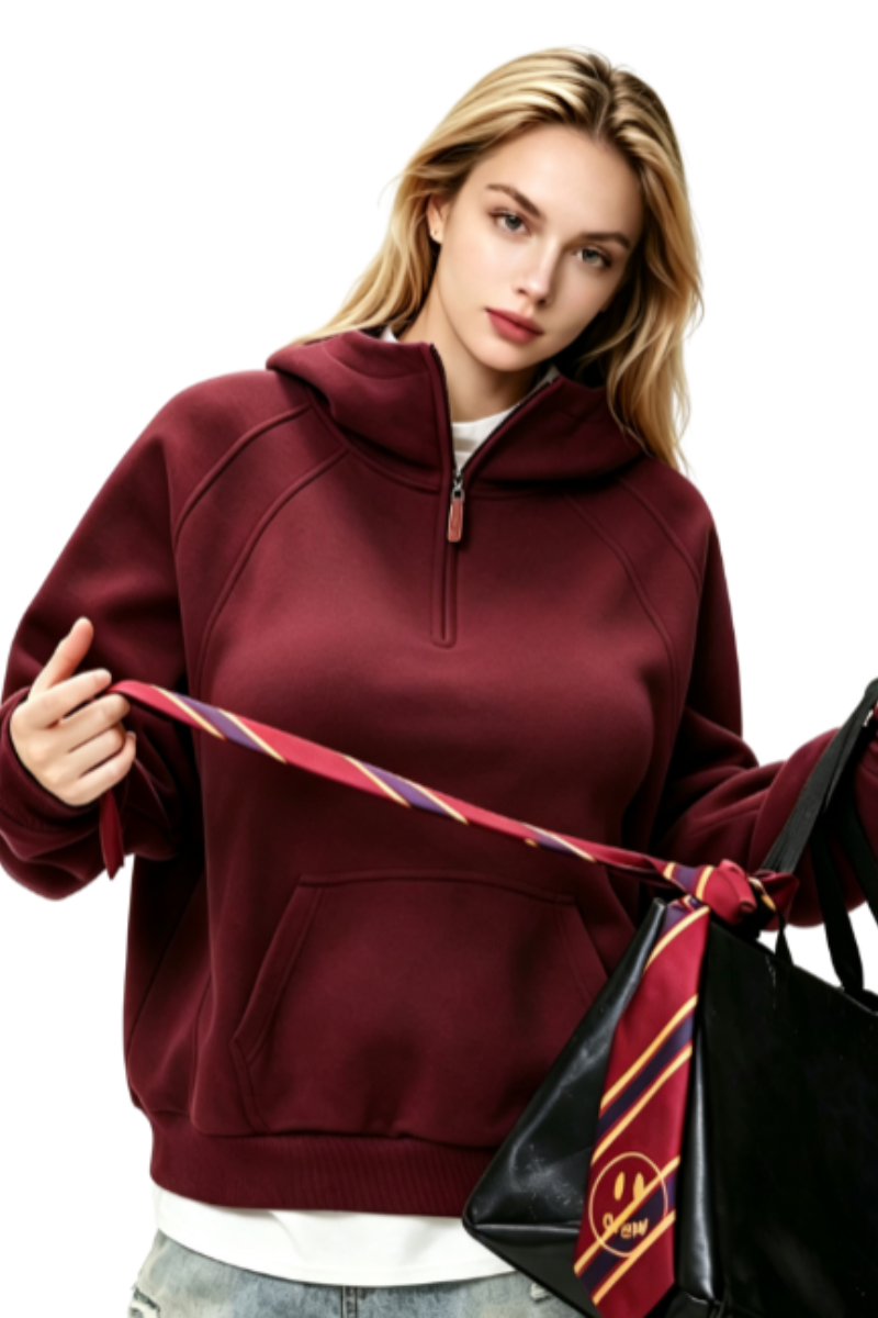 Women's Fall Half Zip Relaxed Hooded Sweatshirts