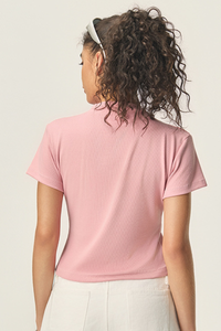 Women's 260g Mock Neck Soft Stretch Multicolor Slim Tee