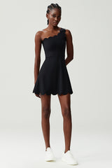 Women Single-Shoulder Wave-Hem Tennis Dress