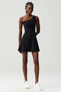 Women Single-Shoulder Wave-Hem Tennis Dress