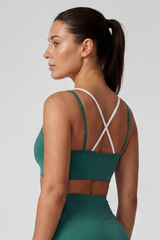 Women's Color Block Crisscross Back Thin Strap Sports Bra