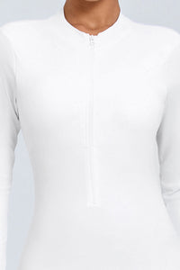 Women Zipper Long Sleeve Long Pants Nude Outfit Fitness Sports Tight Yoga Jumpsuit