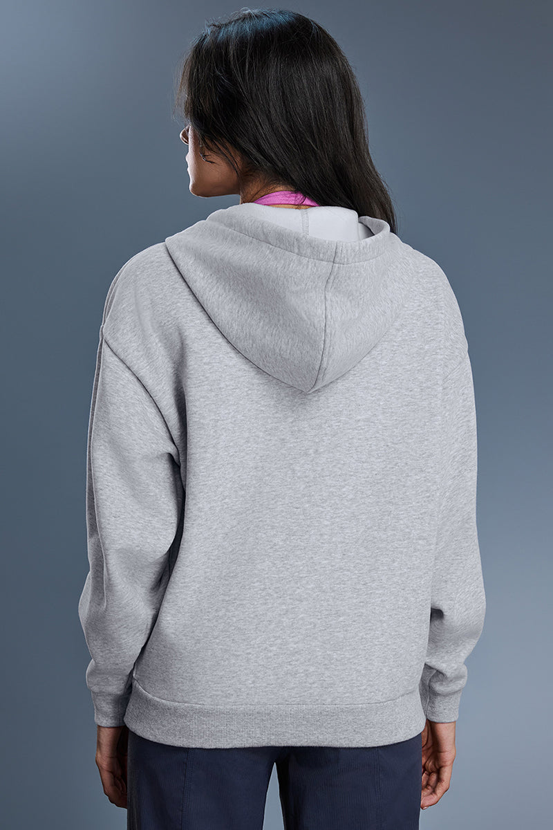 Women Fleece Hooded Windproof Loose Casual Zip Jacket